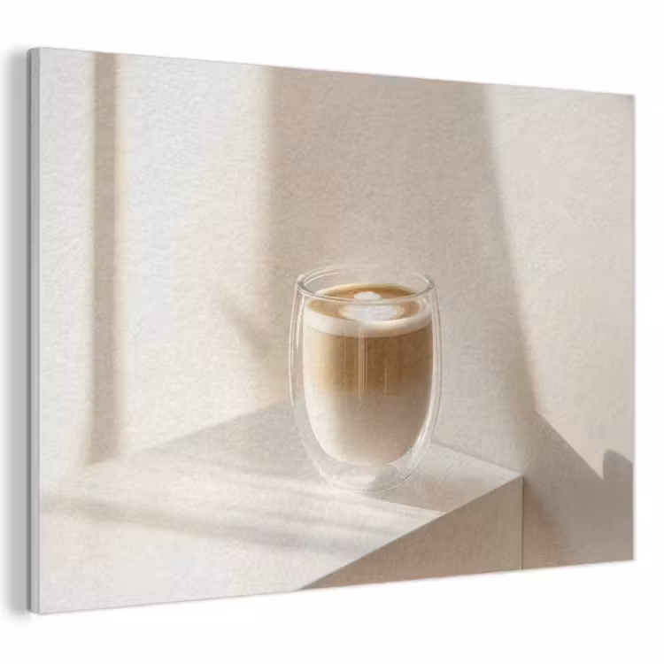 Akoestisch schilderij - Mok - Latte - Minimalistisch - Schaduw — 1