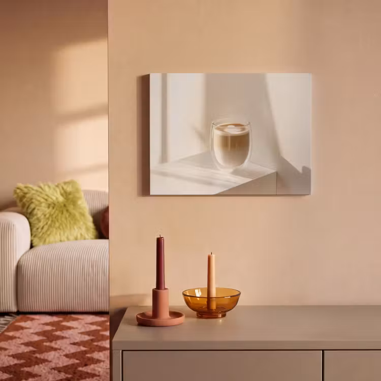 Akoestisch schilderij - Mok - Latte - Minimalistisch - Schaduw — 2