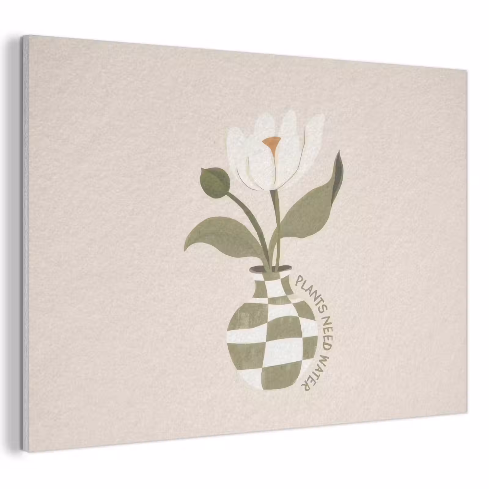 Akoestisch schilderij - Bloem - Wit - Vaas - Quote — 1