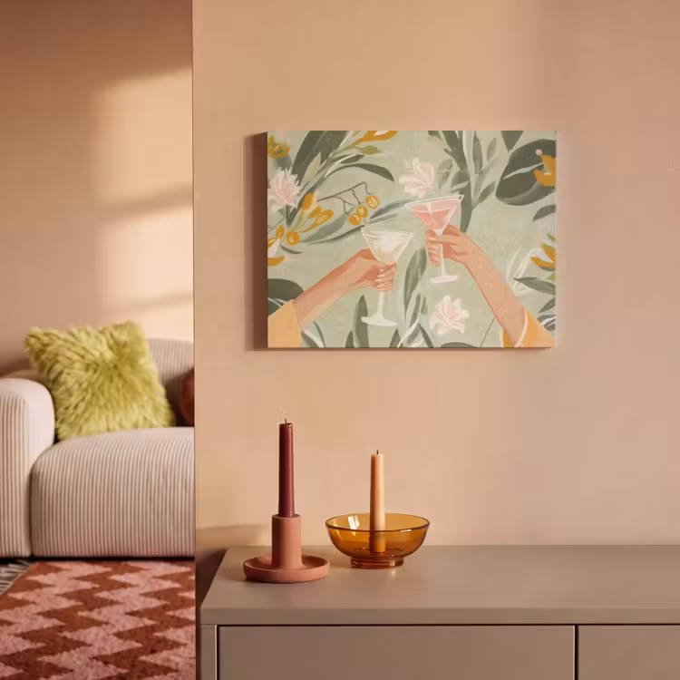 Akoestisch schilderij - Glazen - Proosten - Bladeren - Groen — 2