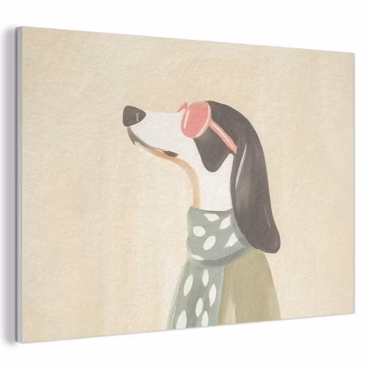 Akoestisch schilderij - Hond - Zonnebril - Sjaal — 1