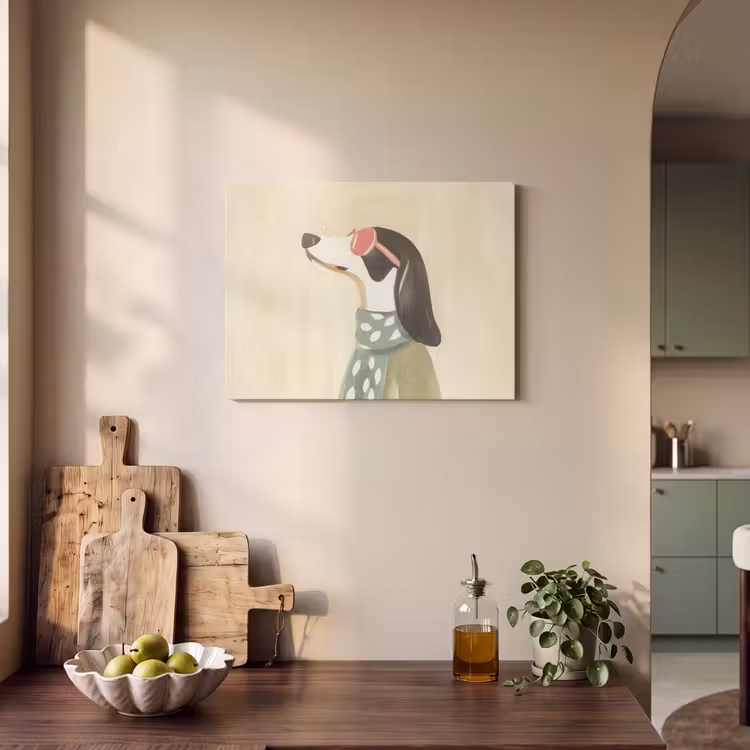 Akoestisch schilderij - Hond - Zonnebril - Sjaal — 3