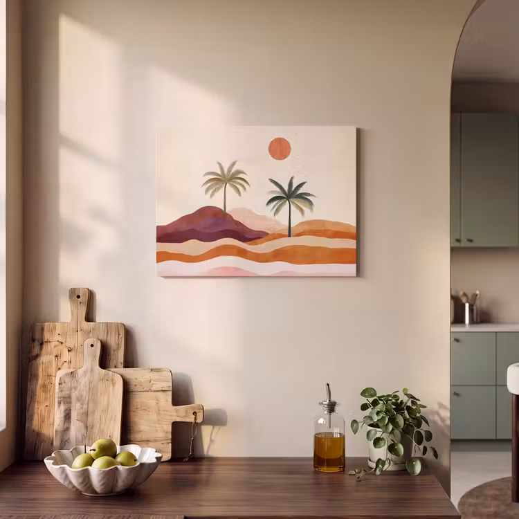 Akoestisch schilderij - Palmbomen - Abstract - Zon - Heuvels — 3