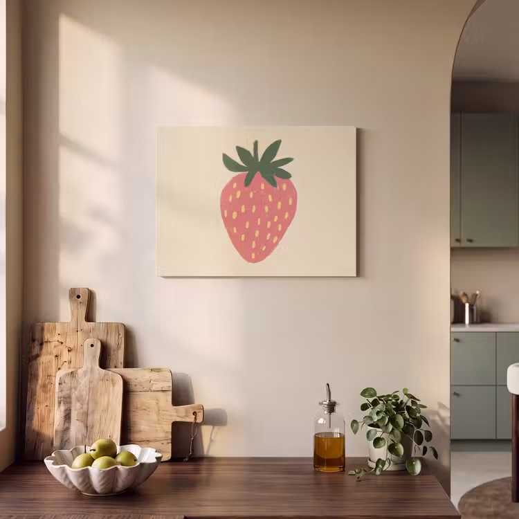 Akoestisch schilderij - Aardbei - Minimalistisch - Rood - Fruit — 3