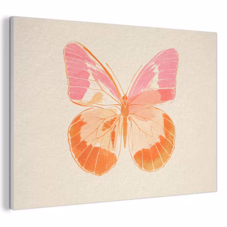 Akoestisch schilderij - Oranje - Vlinder - Minimalistisch — 1