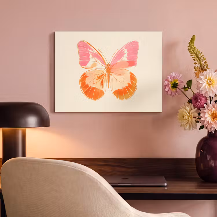 Akoestisch schilderij - Oranje - Vlinder - Minimalistisch — 4