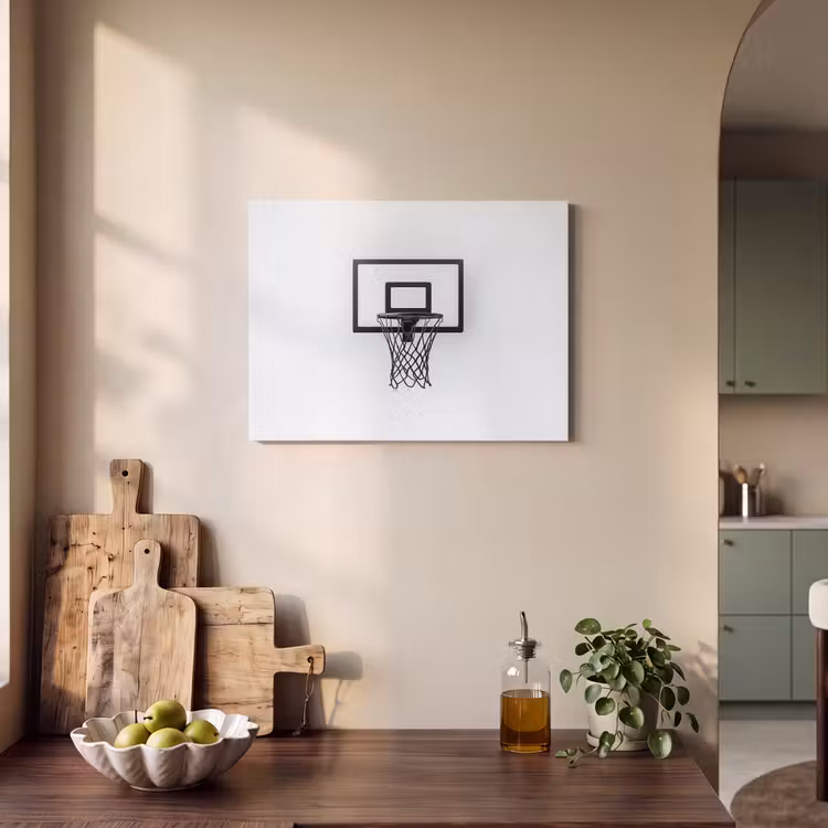 Akoestisch schilderij - Basketbalbord - Minimalistisch - Zwart — 3