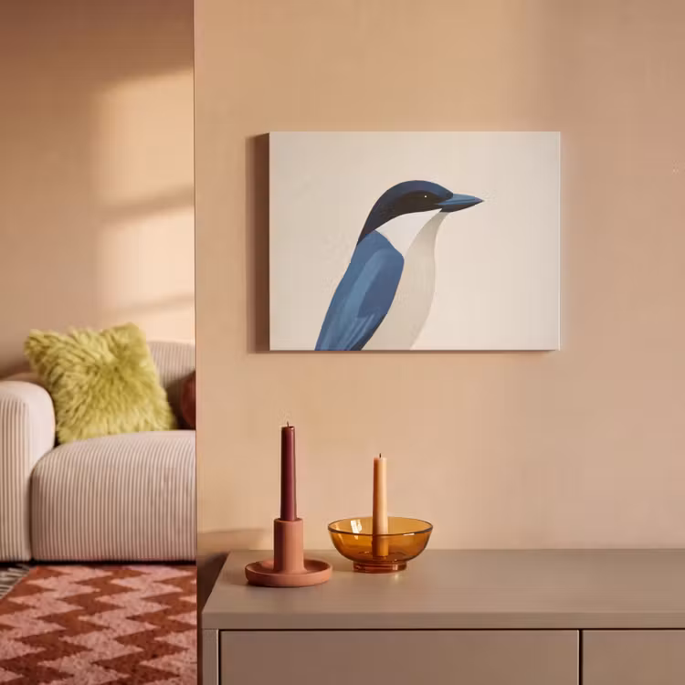 Akoestisch schilderij - Illustratie - Blauw - Vogel — 2