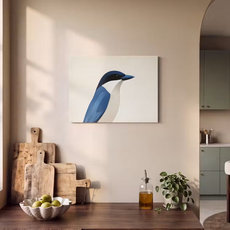 Akoestisch schilderij - Illustratie - Blauw - Vogel — 3