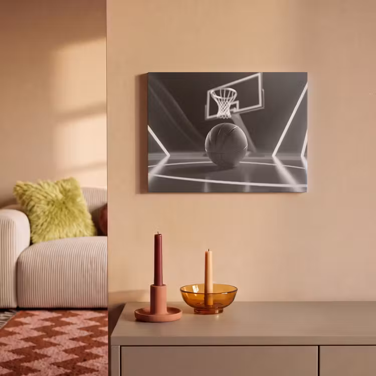 Akoestisch schilderij - Basketbal - Basketbalveld - Lichtlijnen — 2