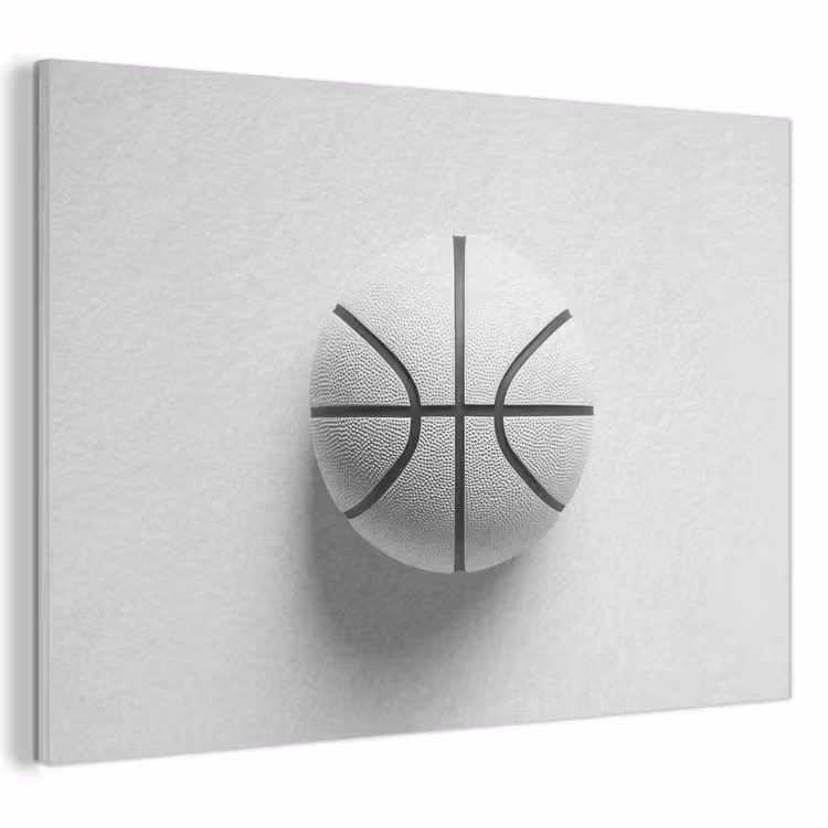 Akoestisch schilderij - Basketbal - Wit - Schaduw - Lijnen — 1