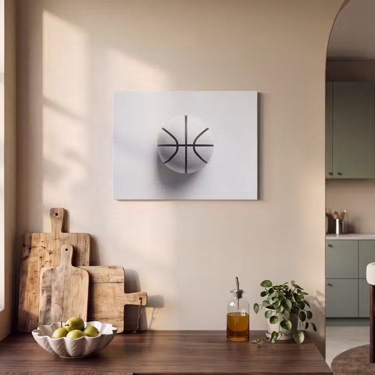 Akoestisch schilderij - Basketbal - Wit - Schaduw - Lijnen — 3