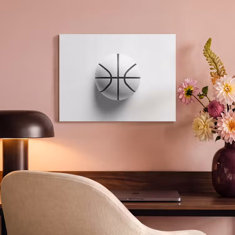 Akoestisch schilderij - Basketbal - Wit - Schaduw - Lijnen — 4