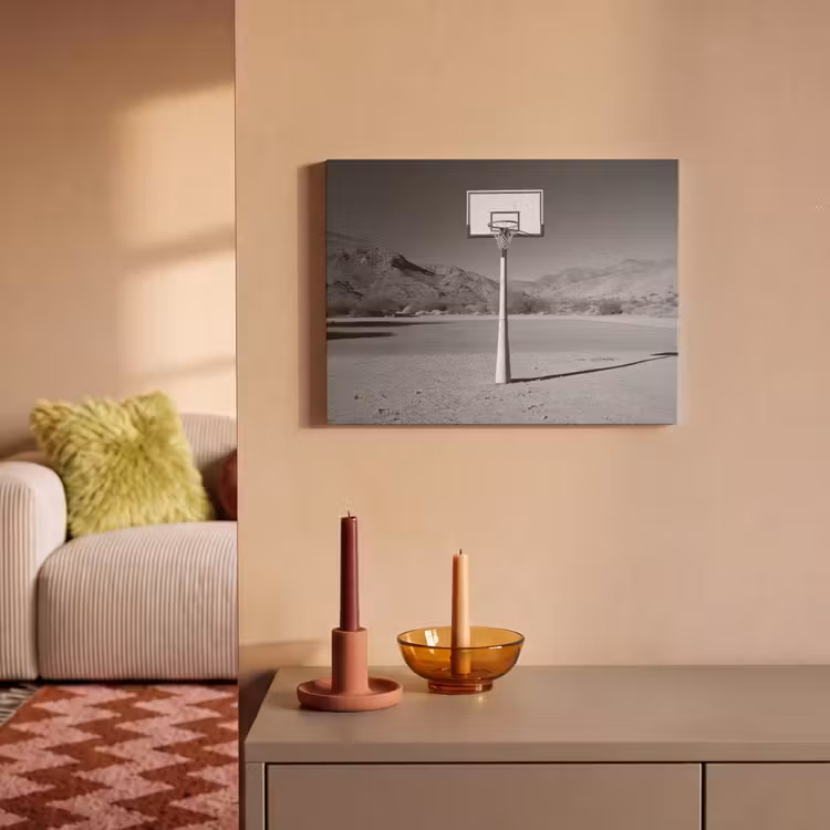 Akoestisch schilderij - Basketbalpaal - Landschap - Zand - Wit — 2