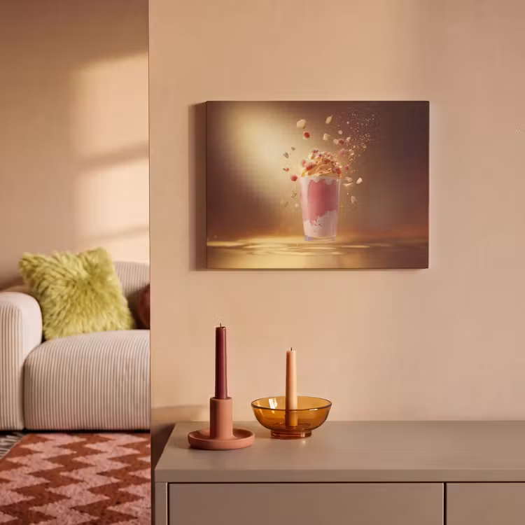 Akoestisch schilderij - Framboos - Smoothie - Drinken - Roze — 2