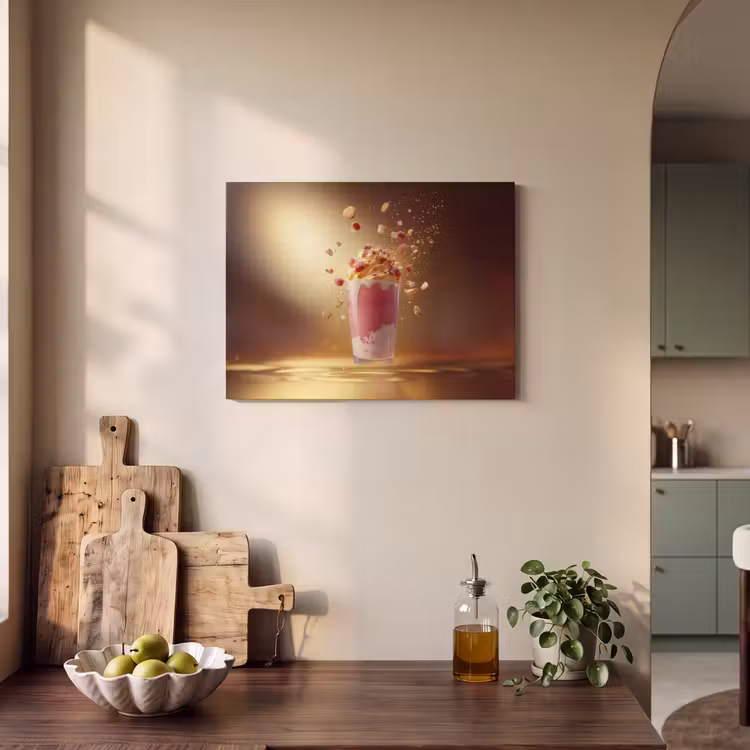 Akoestisch schilderij - Framboos - Smoothie - Drinken - Roze — 3