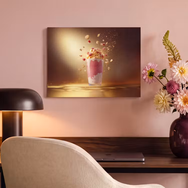 Akoestisch schilderij - Framboos - Smoothie - Drinken - Roze — 4