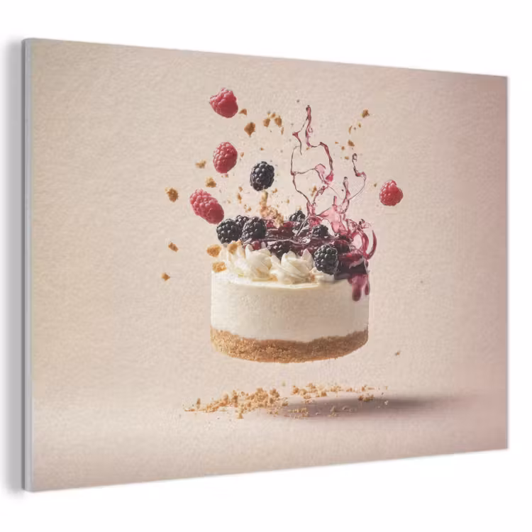 Akoestisch schilderij - Cheesecake - Eten - Roze - Taart — 1