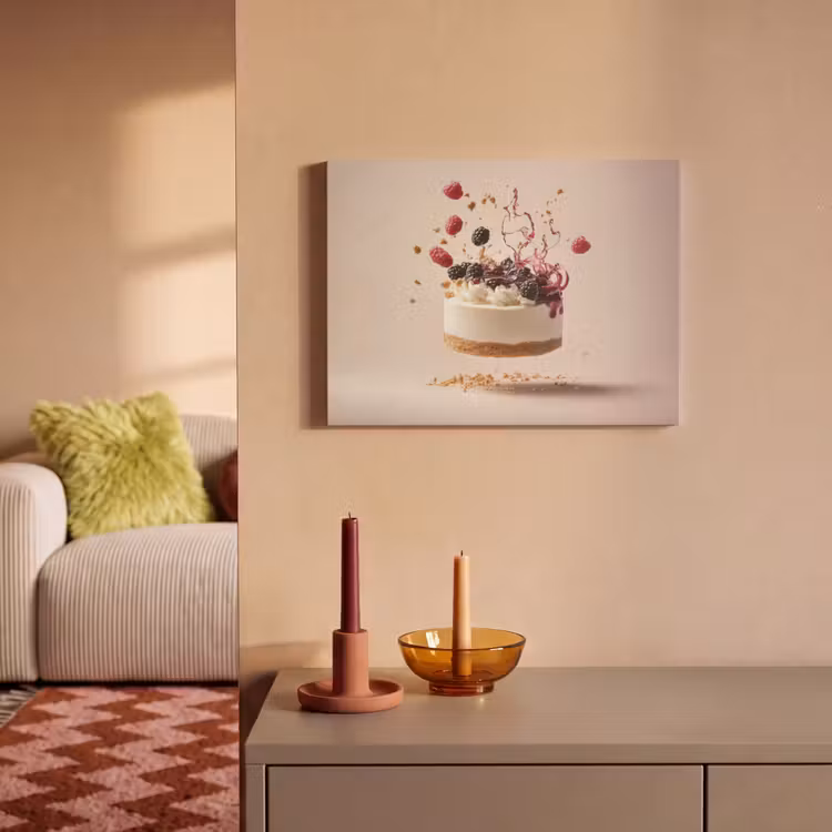 Akoestisch schilderij - Cheesecake - Eten - Roze - Taart — 2