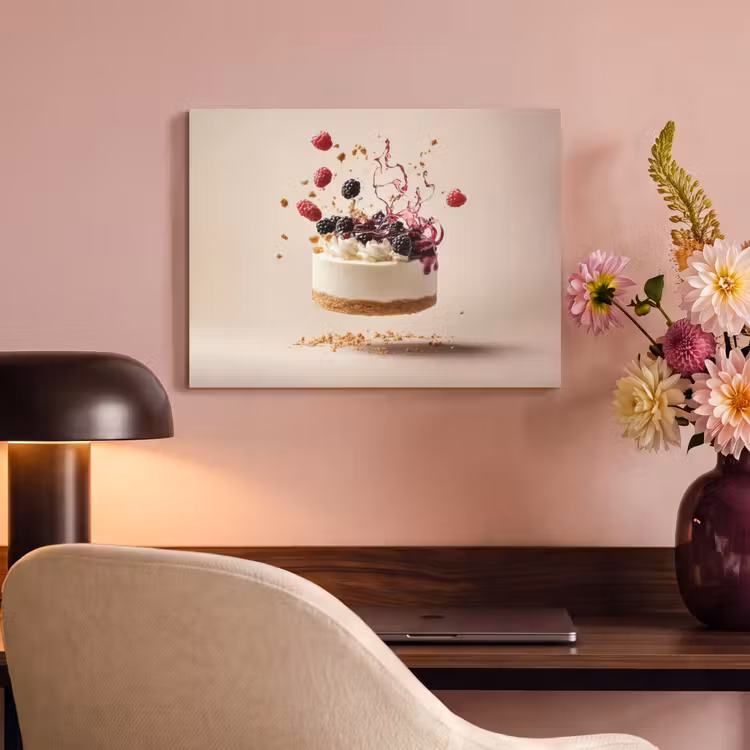 Akoestisch schilderij - Cheesecake - Eten - Roze - Taart — 4