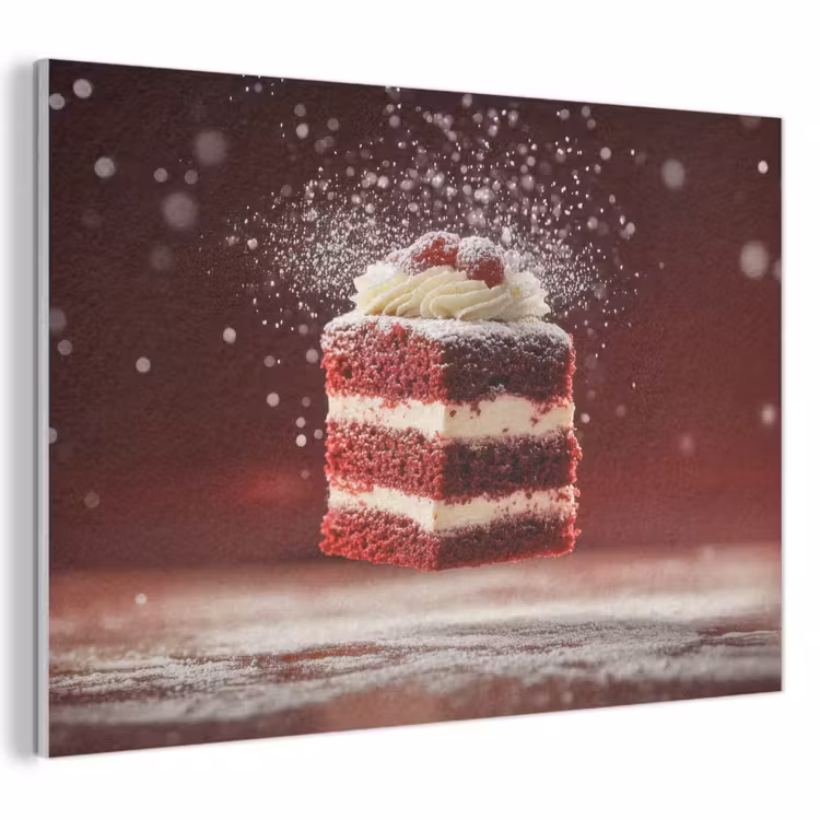 Akoestisch schilderij - Rode - Velvet - Taart - Eten — 1