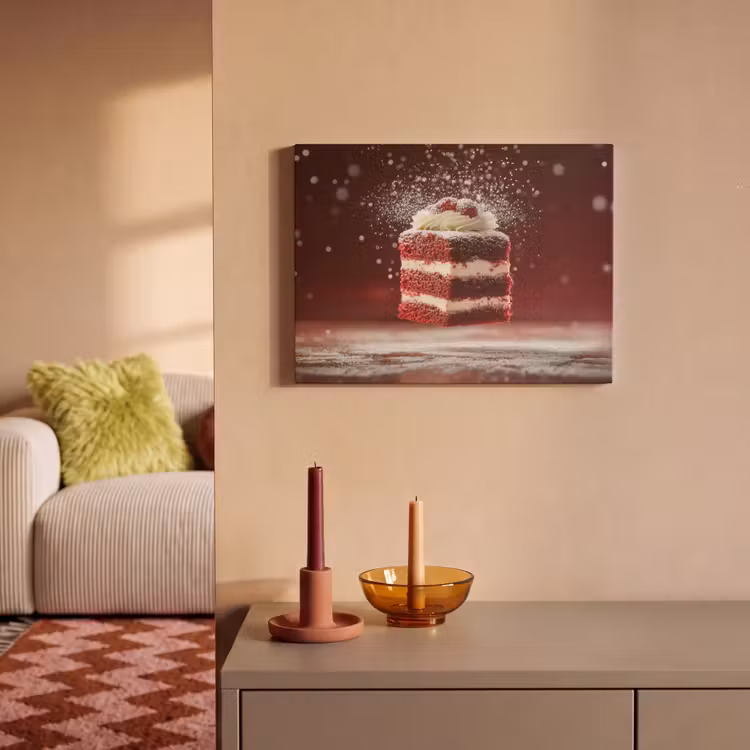 Akoestisch schilderij - Rode - Velvet - Taart - Eten — 2