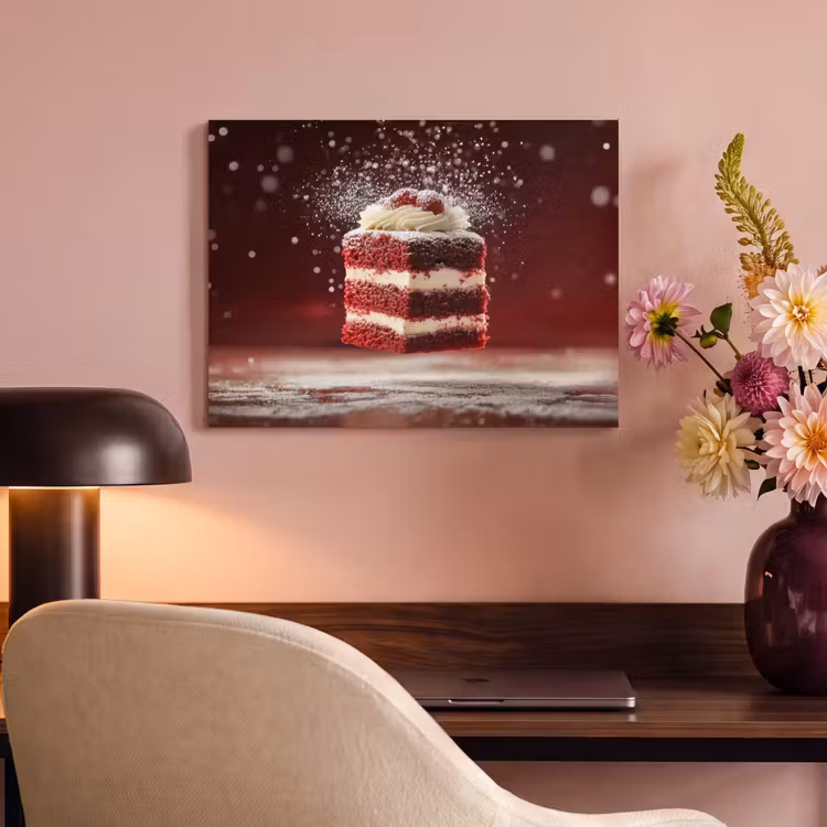 Akoestisch schilderij - Rode - Velvet - Taart - Eten — 4