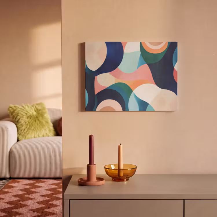 Akoestisch schilderij - Abstract - Blauw - Roze — 2