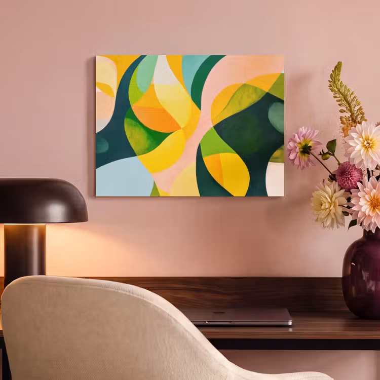 Akoestisch schilderij - Abstract - Geel - Roze - Groen — 4