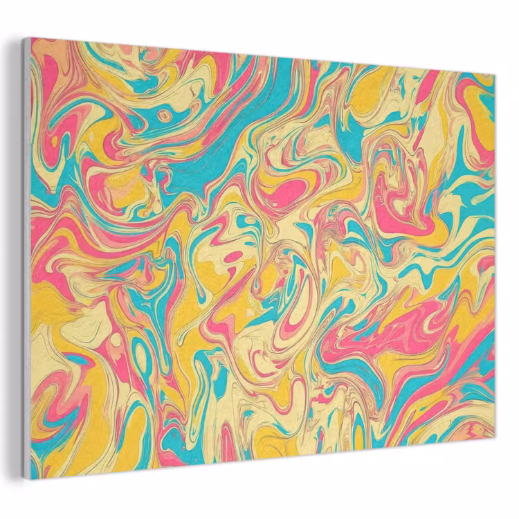 Akoestisch schilderij - Geel - Roze - Blauw - Retro — 1