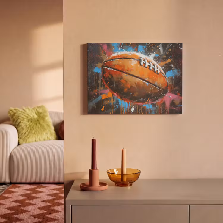 Akoestisch schilderij - Graffiti - Rugby - Kleurrijk - Rugbybal — 2