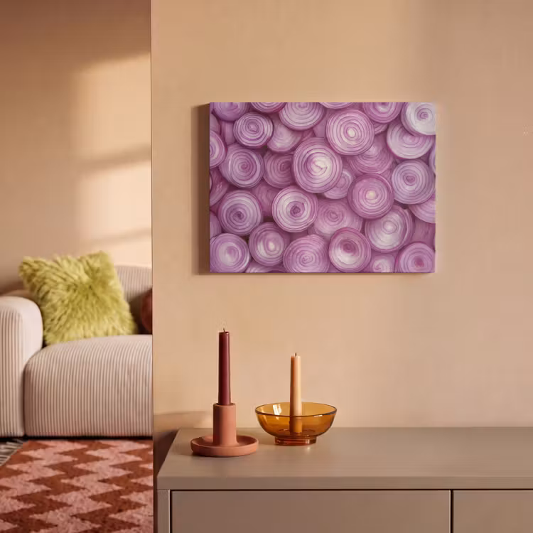 Akoestisch schilderij - Paars - Uien - Close up — 2