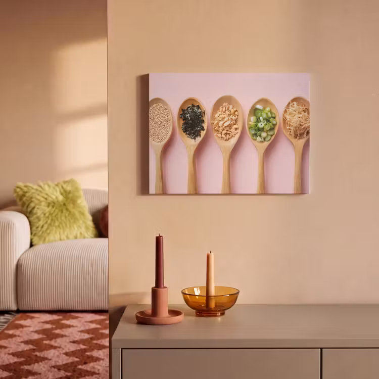 Akoestisch schilderij - Ingrediënten - Lepels - Hout - Roze — 2