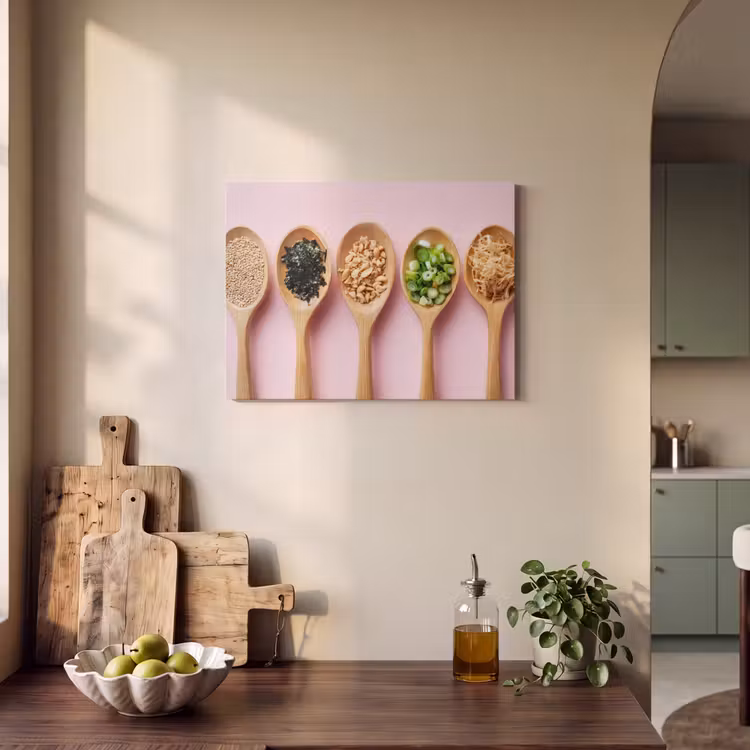 Akoestisch schilderij - Ingrediënten - Lepels - Hout - Roze — 3