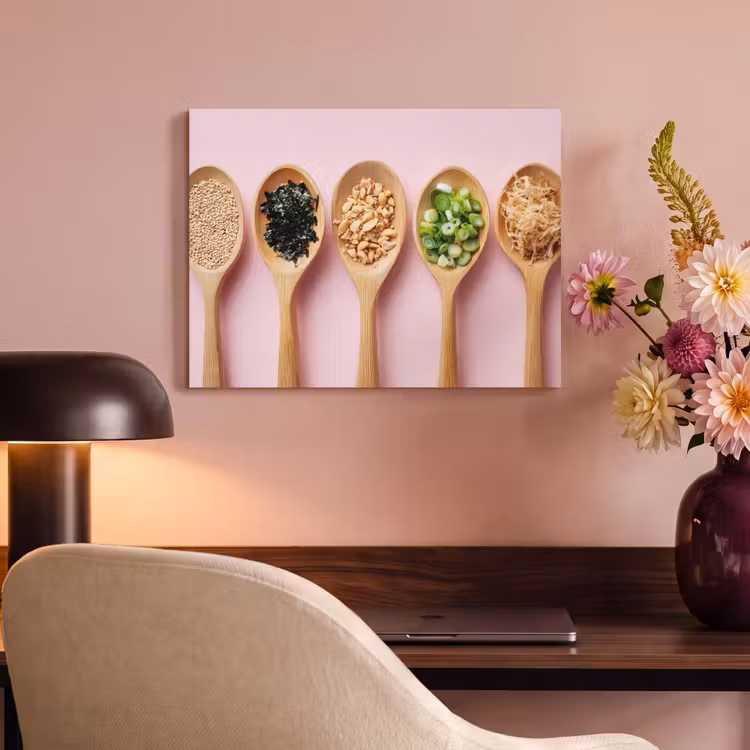 Akoestisch schilderij - Ingrediënten - Lepels - Hout - Roze — 4