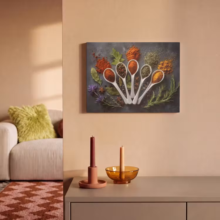 Akoestisch schilderij - Lepels - Wit - Poeder - Kruiden — 2