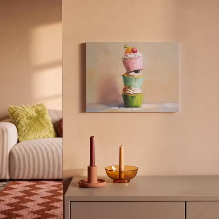 Akoestisch schilderij - Cupcakes - Gestapeld - Kleurrijk - Fruit — 2