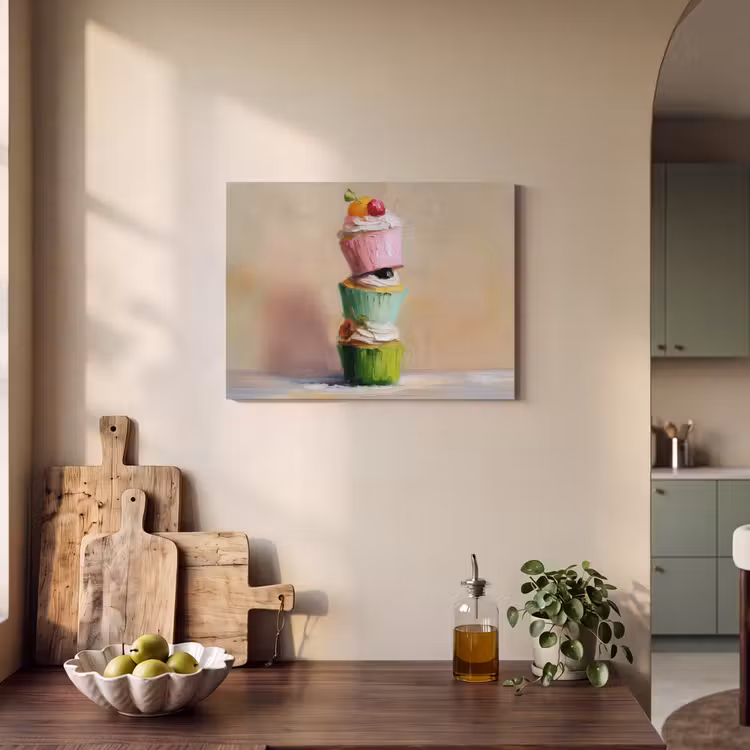 Akoestisch schilderij - Cupcakes - Gestapeld - Kleurrijk - Fruit — 3