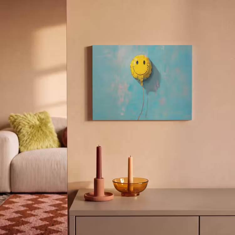 Akoestisch schilderij - Ballon - Geel - Smiley — 2