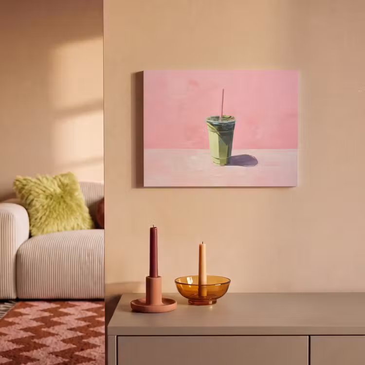 Akoestisch schilderij - Beker - Rietje - Minimalistisch - Groen — 2