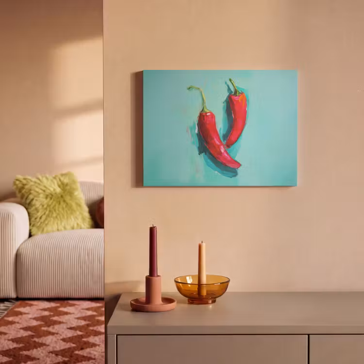 Akoestisch schilderij - Chilipepers - Geverfd - Rood — 2