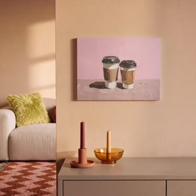 Akoestisch schilderij - Koffiebekers - Deksel - Verf - Textuur — 2