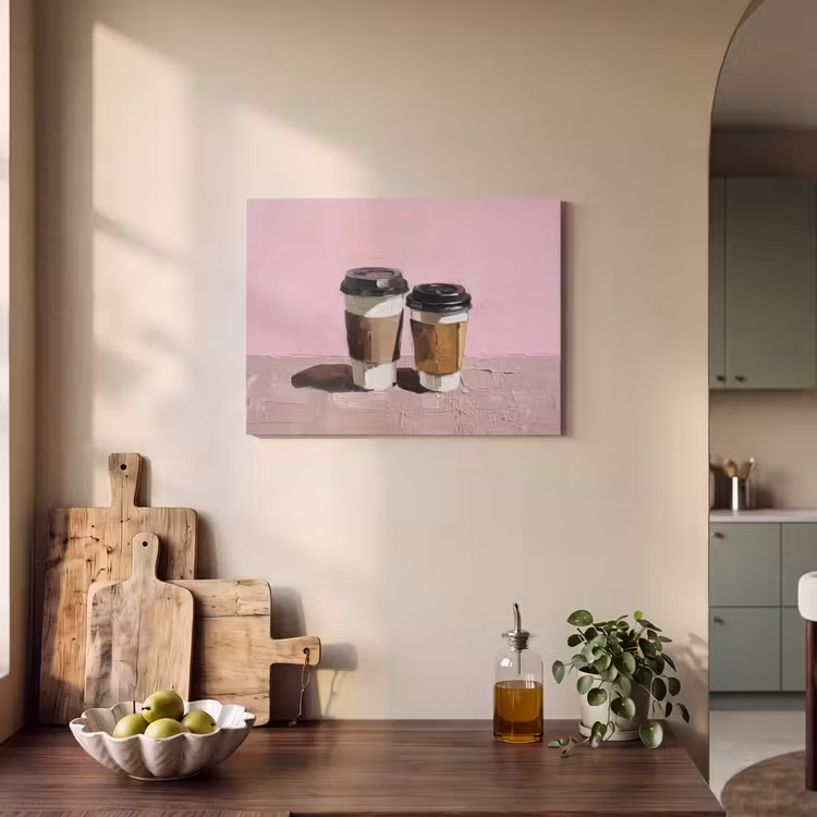 Akoestisch schilderij - Koffiebekers - Deksel - Verf - Textuur — 3