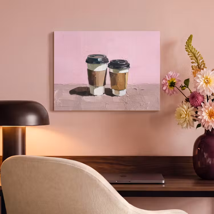 Akoestisch schilderij - Koffiebekers - Deksel - Verf - Textuur — 4