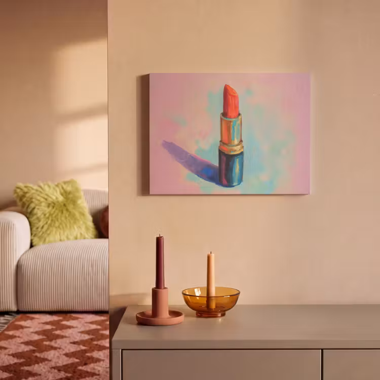 Akoestisch schilderij - Lippenstift - Rood - Penseelstreken — 2