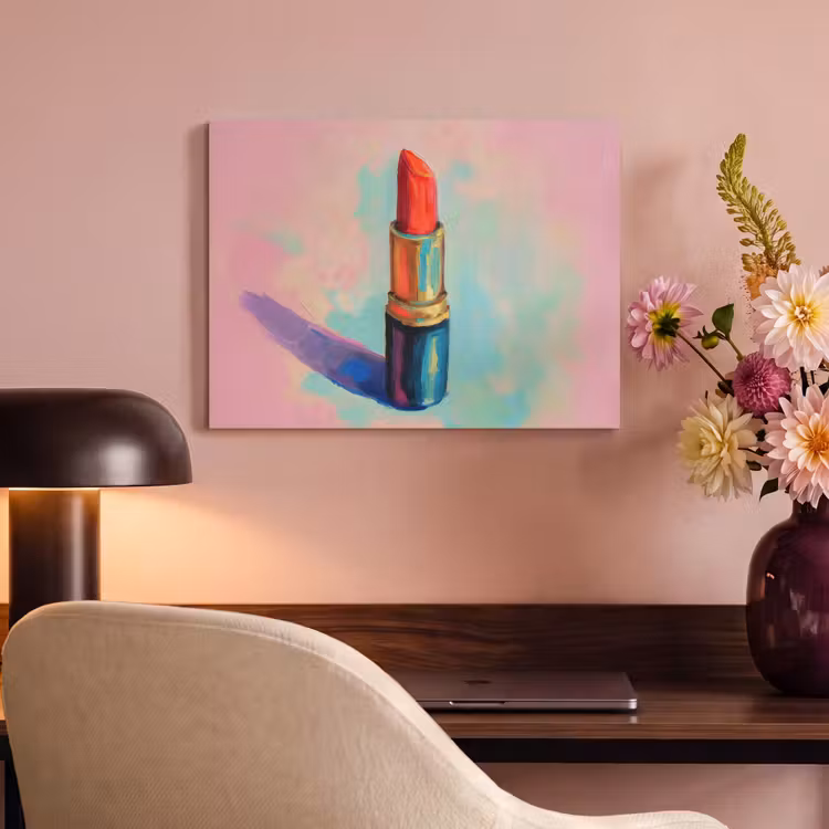 Akoestisch schilderij - Lippenstift - Rood - Penseelstreken — 4