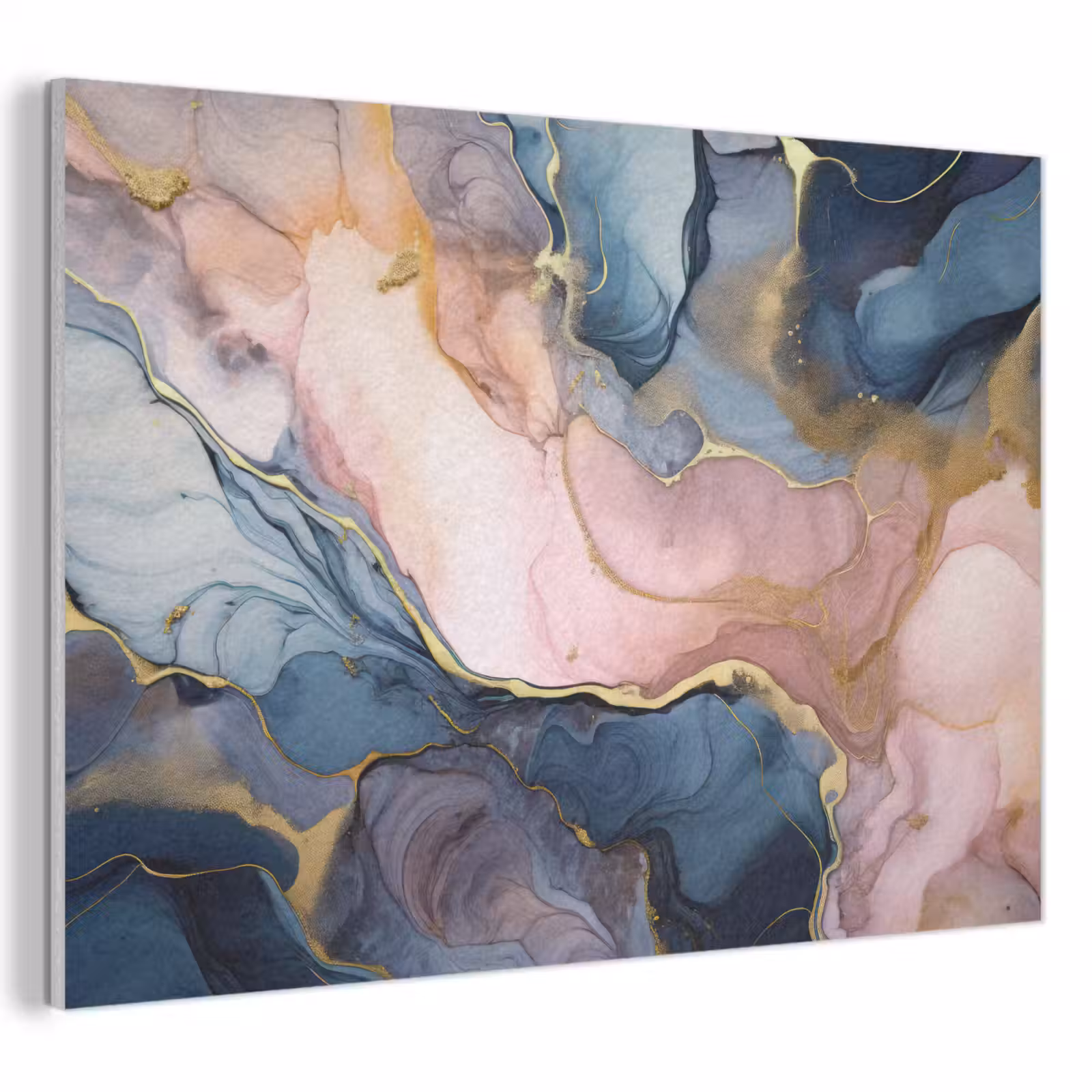 Akoestisch schilderij - Marmer - Roze - Blauw — 1