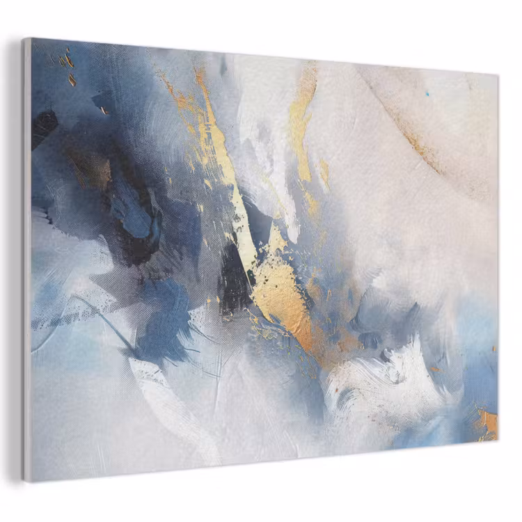 Akoestisch schilderij - Blauw - Modern - Marmer - Abstract - Goud — 1