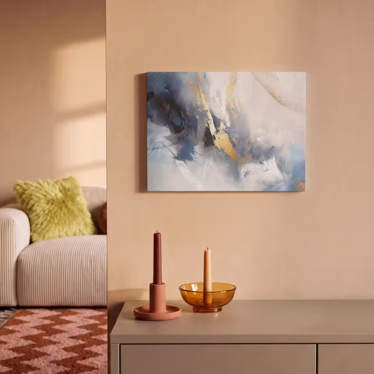 Akoestisch schilderij - Blauw - Modern - Marmer - Abstract - Goud — 2