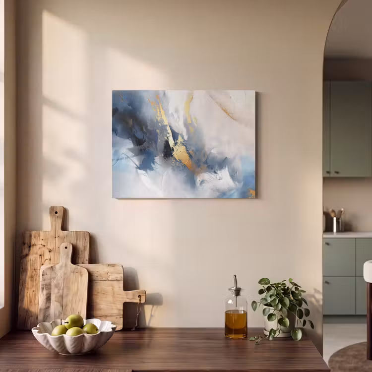 Akoestisch schilderij - Blauw - Modern - Marmer - Abstract - Goud — 3